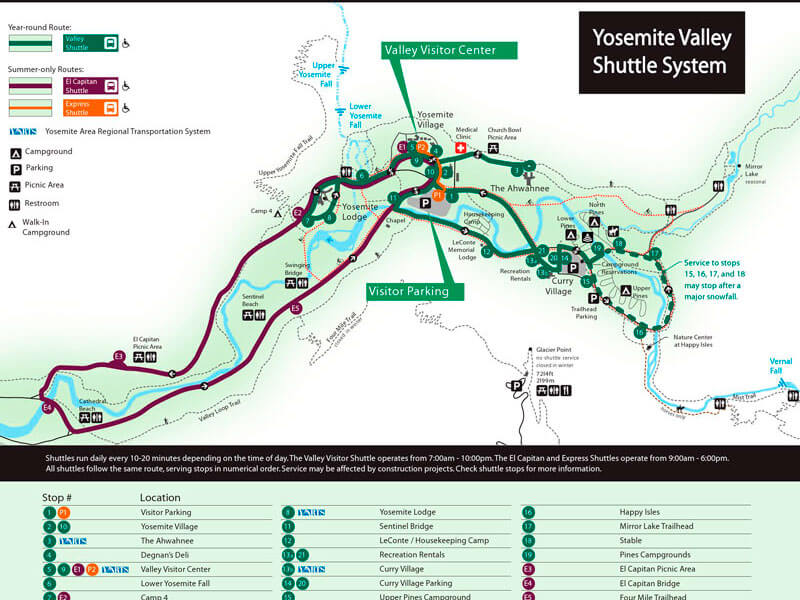 mapa autobus yosemite