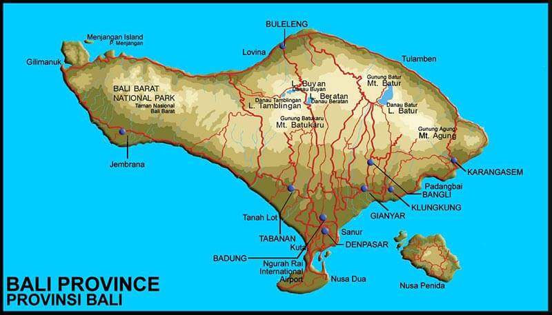 bali turismo mapa lugares