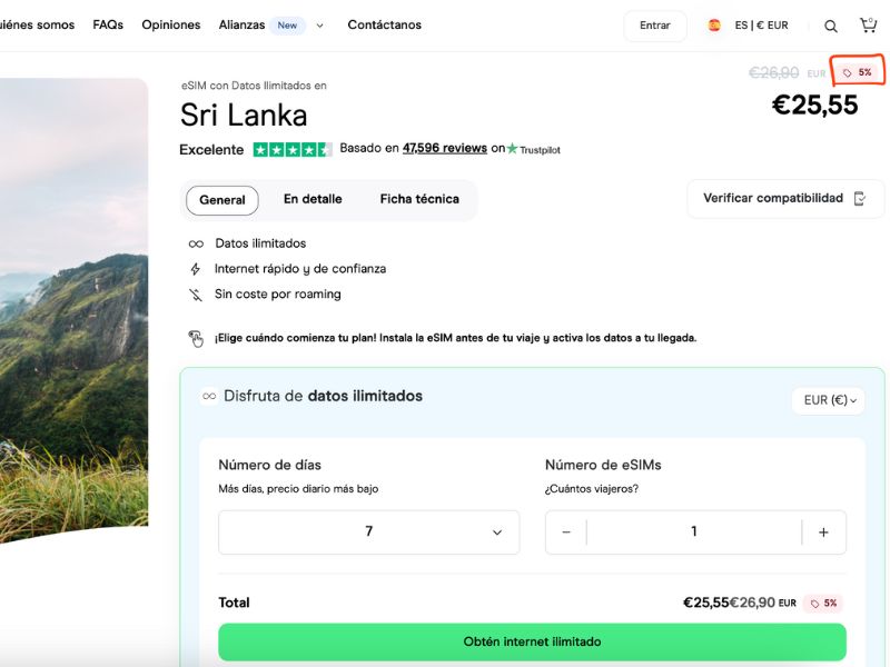 comprar eSIM Sri Lanka tarjeta sim holafly