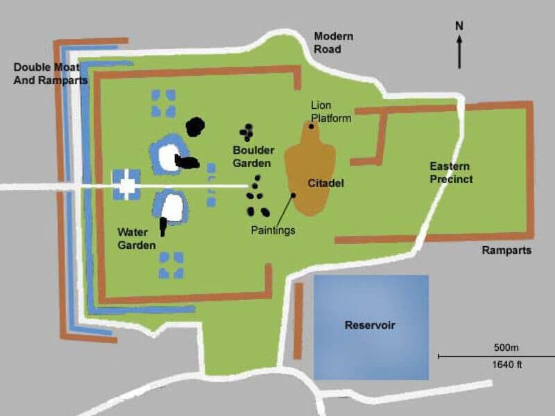 mapa de la roca del león en sigiriya, Sri Lanka