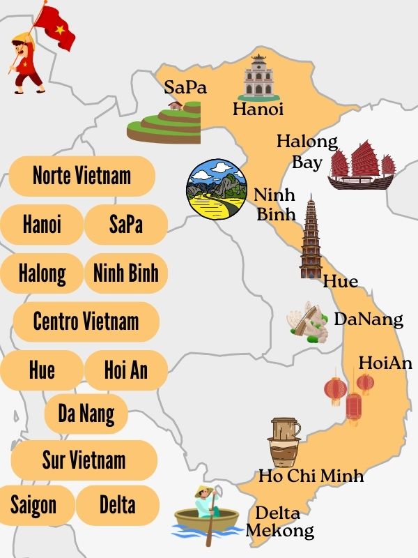 que ver en vietnam mapa