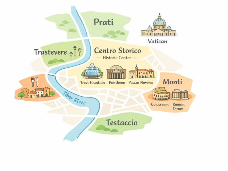 mapa barrios de roma