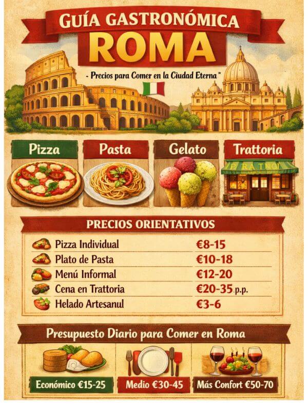 Comparativa precios comida en Roma